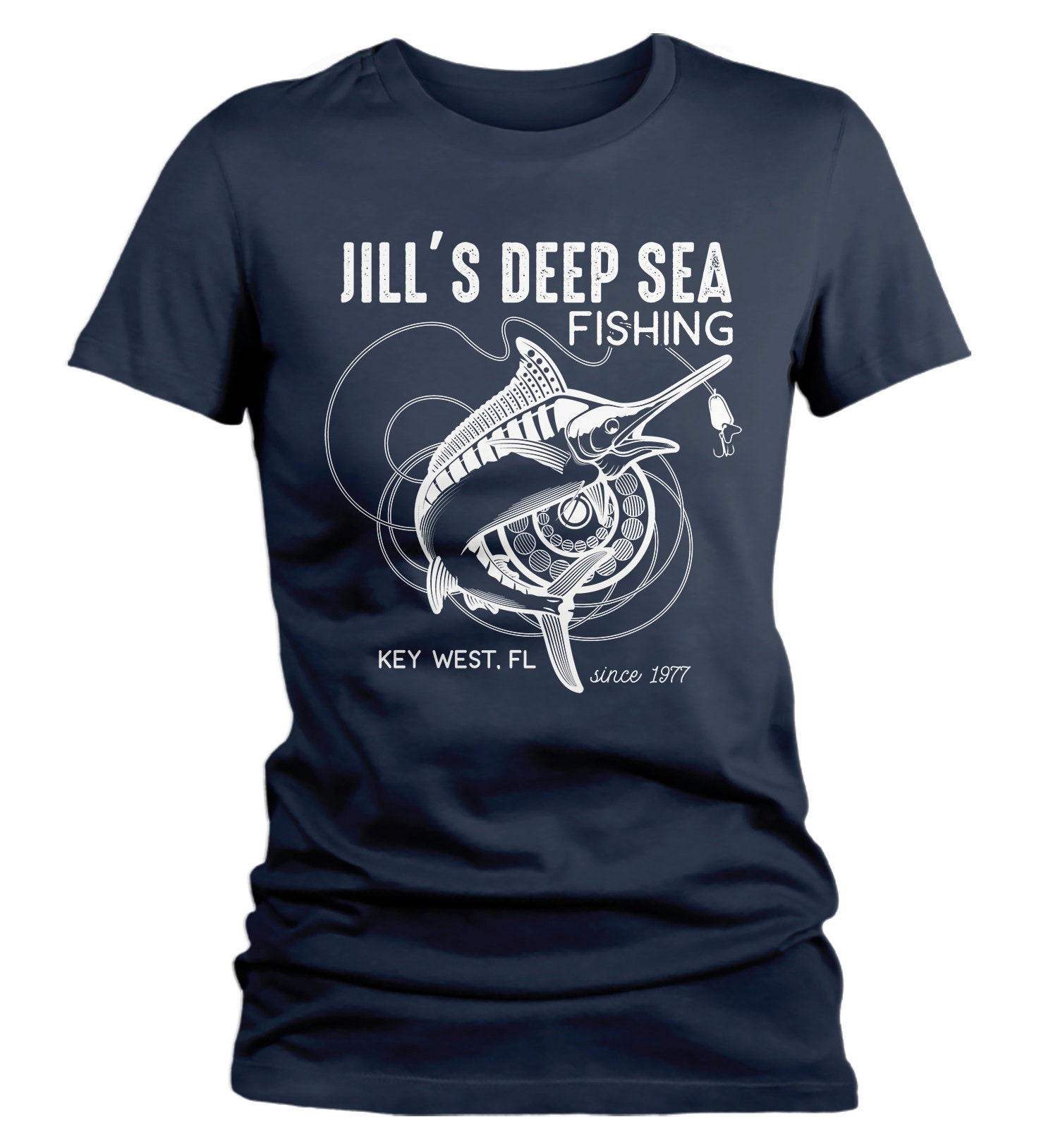 Women's Personalized Fishing T Shirt Deep Sea Fishing Shirts Custom T Shirt Marlin Fishing Shirt Vintage Tee