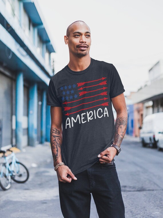 Men's Men's American Flag Arrow T-Shirt Freedom Patriotic 4th July Shirt America Shirts Memorial Day Shirt Hipster