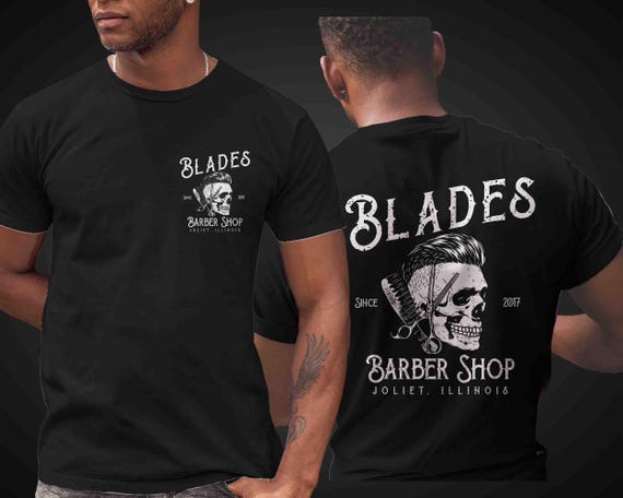 Men's Custom Barbershop Shirt Personalized Barber Rockabilly Hair Skull Grunge Fades Vintage T Shirts Logo Business TShirt Unisex For Men