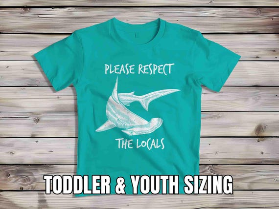 Kids Hammerhead Shark Shirt Respect Locals TShirt Ocean Marine Biology T-Shirt Gift Funny T Shirt Florida TShirt Unisex Tee Gift Idea Youth