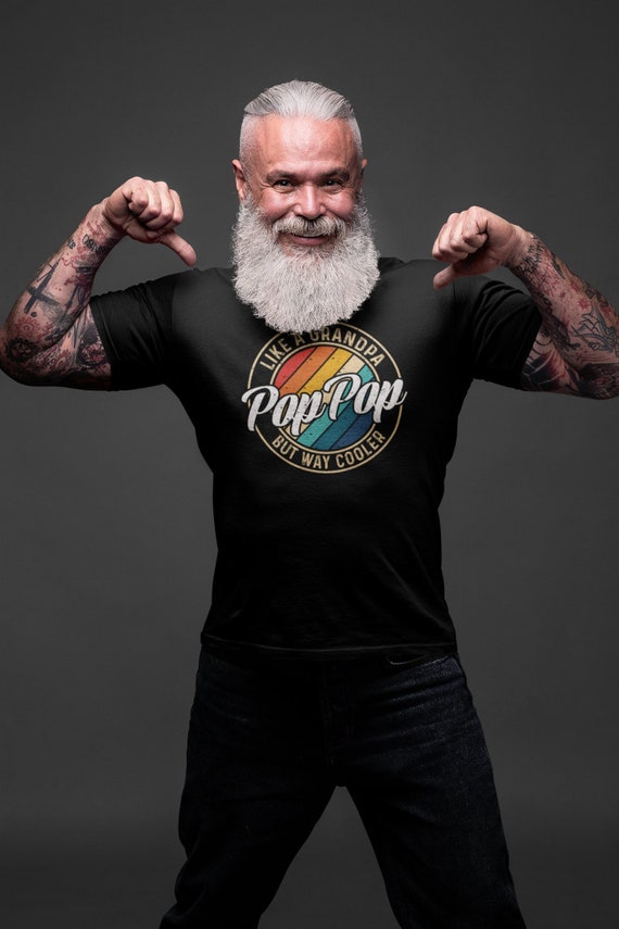 Men's Funny Pop Pop T Shirt Like A Grandpa Tee Shirts Way Cooler Father's Day Tee Vintage Graphic Unisex Man Gift Idea Tshirt