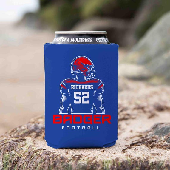 Personalized Football Cozie Custom Football Player 12 Oz. Can Foam Insulator Football Dad Team Pride Custom Coach Gift Idea Can Hugger