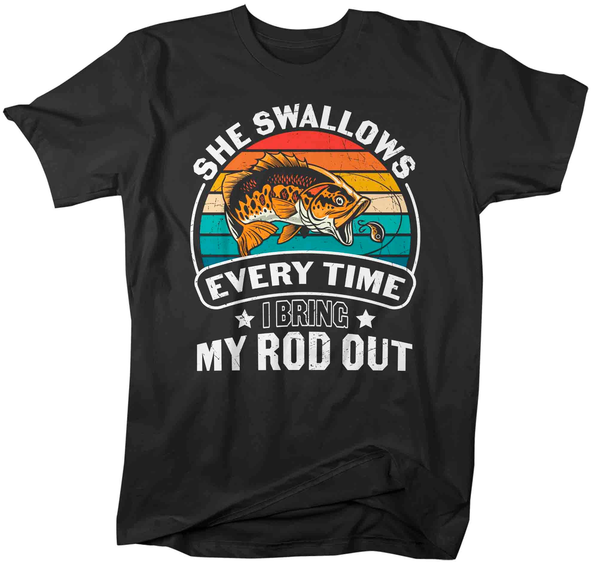 Play With My Rod & Swallow Funny Dirty Adult Fishing Pun Long Sleeve T-Shirt