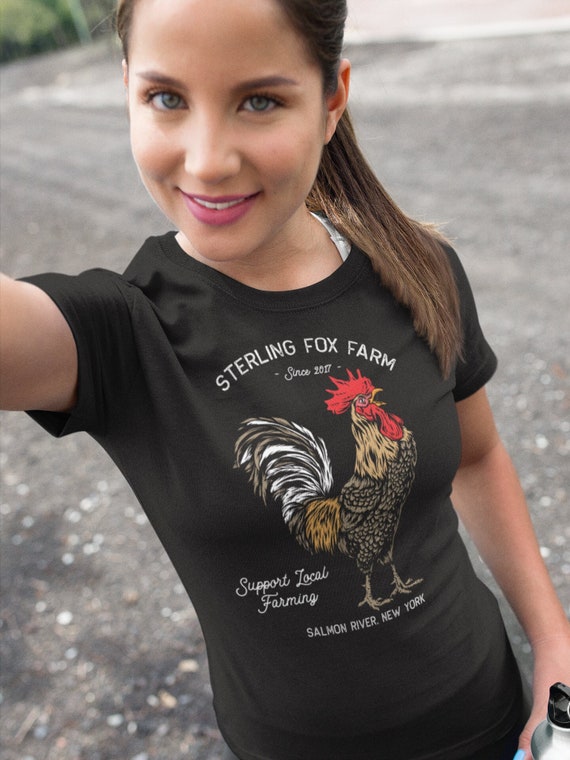 Women's Personalized Farm T Shirt Vintage Rooster Shirt Farmer Gift Idea Custom Chicken Shirt Homestead Shirts Customized TShirt Ladies
