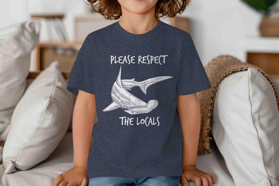 Kids Hammerhead Shark Shirt Respect Locals TShirt Ocean Marine Biology T-Shirt Gift Funny T Shirt Florida TShirt Unisex Tee Gift Idea Youth