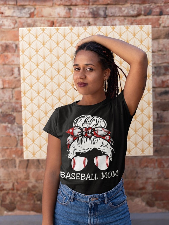 Women's Cute Baseball Mom Shirt Messy Bun T Shirt Baseball | Etsy