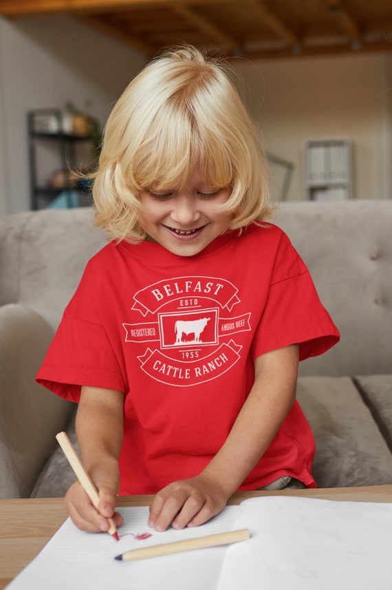 Kids Personalized Cattle Ranch Shirt Cow Farm Shirt Farmer Gift Idea Custom Bull Shirt Rancher Shirts Boy's Girl's Youth