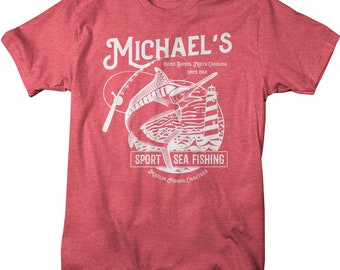 Men's Personalized Fishing T Shirt Deep Sea Fishing Shirts Custom T Shirt  Marlin Charters Fishing Shirt Vintage Tee