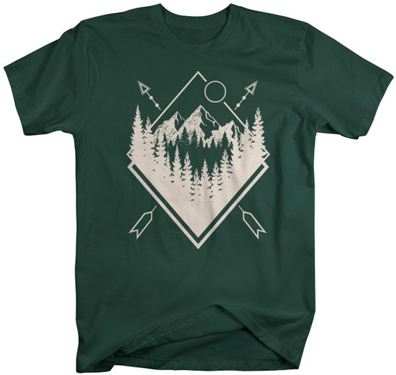 Men's Hipster T-Shirt Nature Shirt Mountains Trees Stars Camping Tees