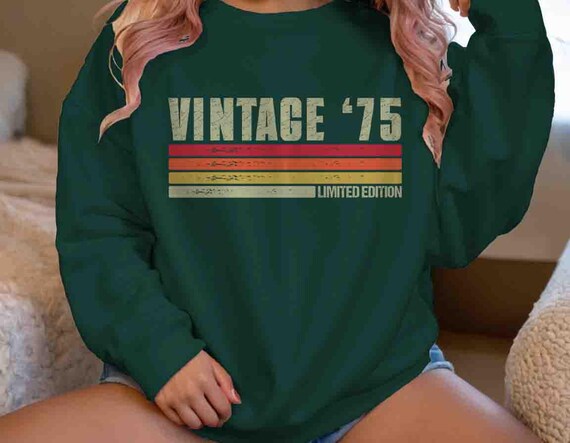 Men's 1975 Vintage Birthday Sweatshirt 50th Birthday Crewneck Fifty Pullover Gift Bday Gift Unisex Limited Edition 50 Bday Man Fleece