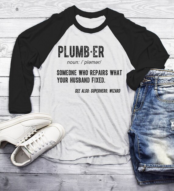 Men's Funny Plumber Shirt Shirts For Plumbers Bigger Tools T Shirt Pipe Wrench TShirt Plumber Gift 3/4 Sleeve Raglan