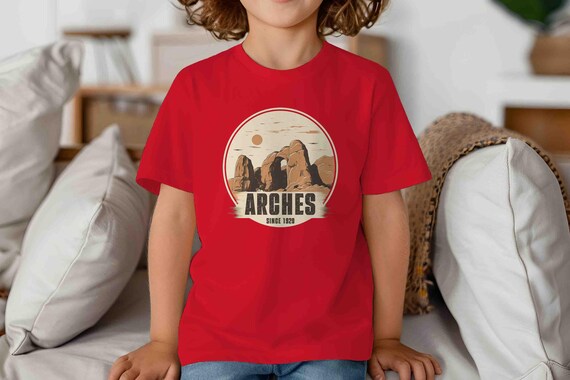 Kids Arches Shirt National Park Shirt Rock Stone Vacation Hiker T Shirt Gift Idea Him Travel Tour Tourist Unisex Graphic Tee Grunge 1920