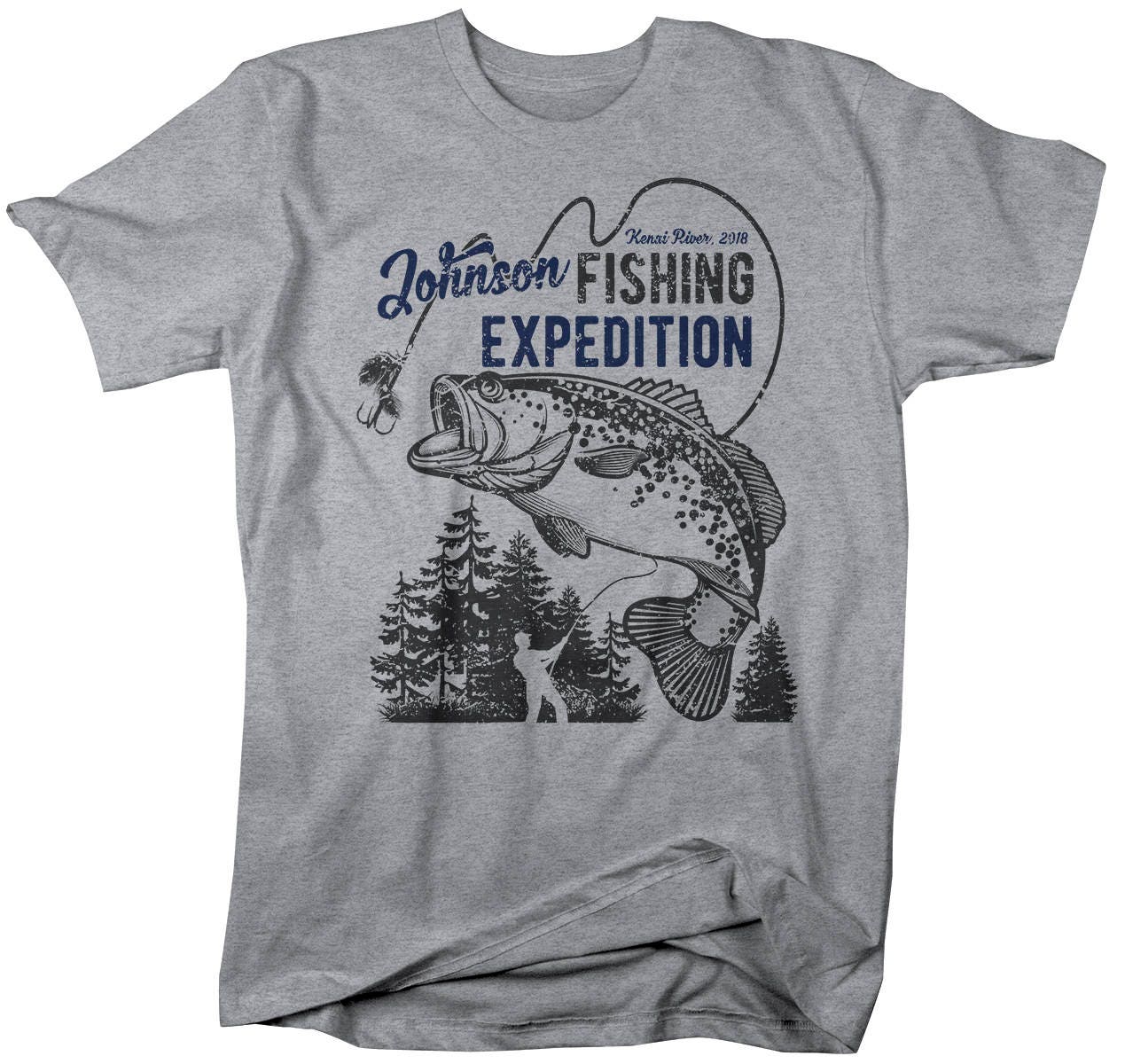 Camiseta de pesca personalizada, camiseta de expedición de viaje