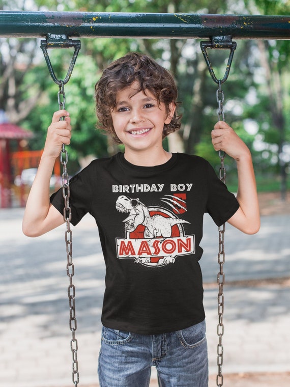 Kids Personalized Dinosaur Birthday Shirt T Rex Tyrannosaurus Boy's Custom Birthday Shirt T-Shirt Boys TRex Gift T Shirt Custom Tee