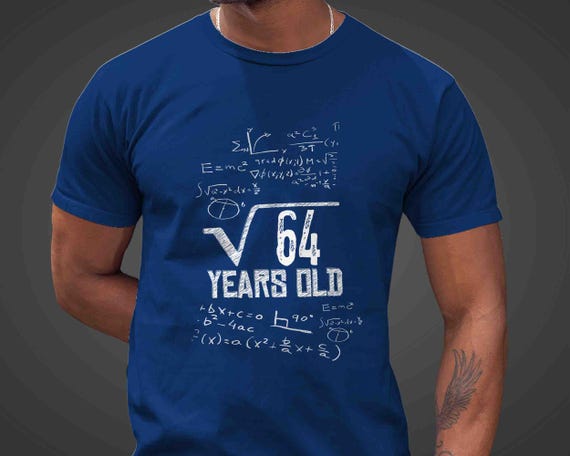 Men's 8th Birthday Shirt Square Root 64 Birthday T-Shirt Gift Idea For 8 Year Old Kid Math Geek Nerd Genius Gift Funny Unisex Adult Tee