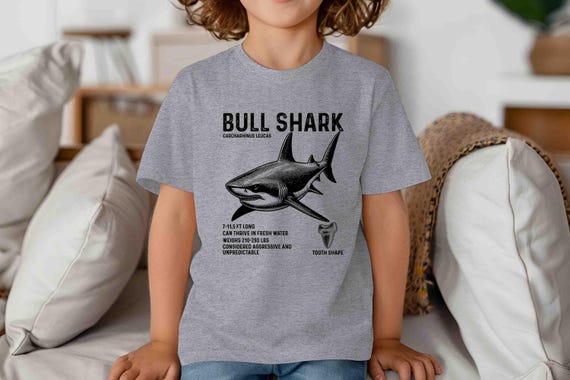 Kids Bull Shark Shirt Facts T Shirt Ocean Fish TShirts Sea Ocean Marine Biologist Sharks Tooth Gift Idea Boy's Girl's Youth Unisex Tee
