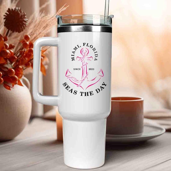 40 Oz Tumbler Boat Gift Custom Boat Cup 40oz Handle Handled Captain Drink To Go Boater Gift Boating Accessories Accessory Nautical Drinkware
