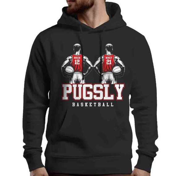 Men's Personalized Sweatshirt Basketball Hoodie Custom Basketball 2 Players Shirt Hooded Pullover Hoops Dad Team Pride Custom Gift Idea