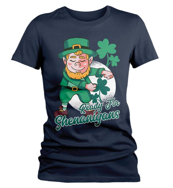 Women's Leprechaun T-Shirt St. Patrick's Day Shenanigans Shirts Graphic Tee Dancing Tshirt Hipster TShirts