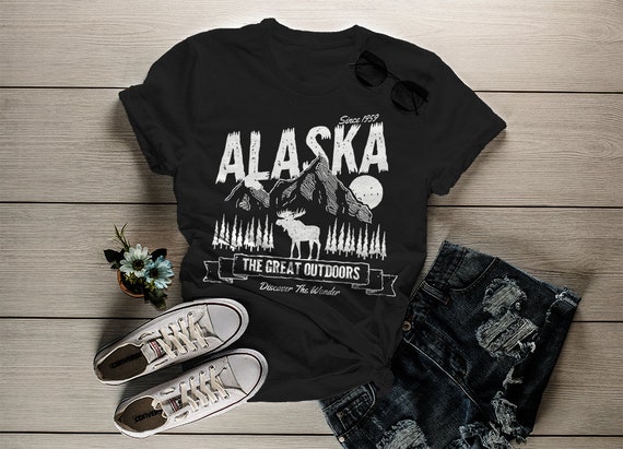 Women's Alaska T-Shirt Great Outdoors Moose Tee Camping | Etsy