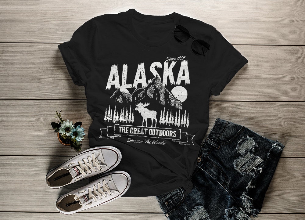 Women's Alaska T-shirt Great Outdoors Moose Tee Camping | Etsy