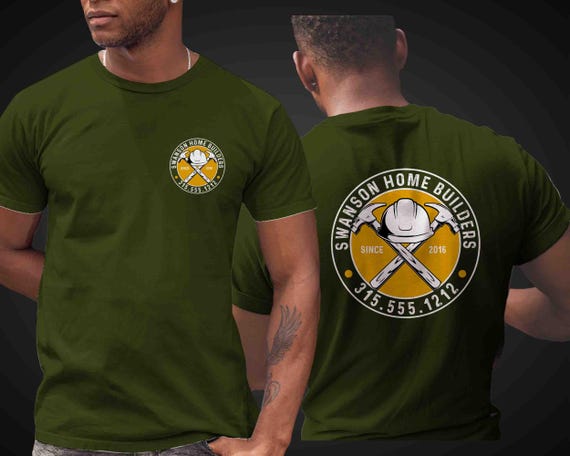 Men's Custom Construction Shirt Personalized Company Helmet Logo Badge Home Builder T Shirts Contractor Logo Business TShirt Unisex Men