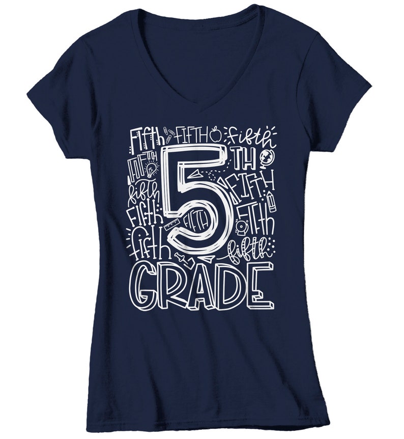 women-s-fifth-grade-teacher-t-shirt-5th-grade-typography-t-etsy
