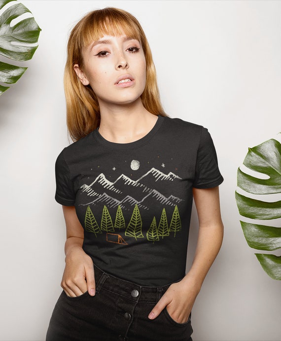 Women's Camping T Shirt Hipster Shirt Camp Shirts Camp Tent Forest Shirts Hipster Nature Shirt T Shirts