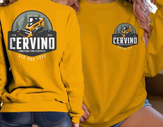 Men's Custom Construction Sweatshirt Personalized Company Excavating Demo Excavation Heavy Equipment Contractor Logo Business Unisex