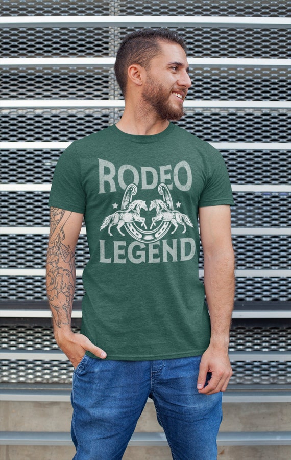 Men's Rodeo Shirt Legend Horse Horseshoe Lucky T Shirt Barrel Racing Gift Arena Riding Cowboy Graphic Tee Man For Him Unisex