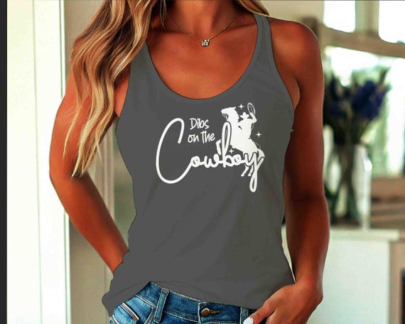 Women's Dibs On The Cowboy Tank Top Racer Back Western Rodeo Racerback Funny Cute Horse Cowgirl Horseback Tank Wife Gift Girlfriend Ladies