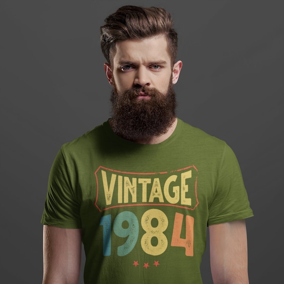 Men's Vintage 1984 Birthday T Shirt Grunge Distressed Birthday Tshirt Bday Gift Idea Men's Unisex Retro Old Timer Unisex Man Tee