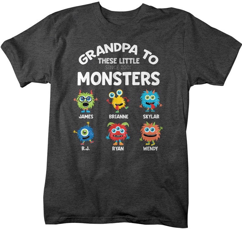 Personalized Grandpa T-Shirt Grandpa To Little Monsters Cute | Etsy