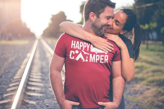 Men's Happy Camper T-Shirt RV Motor Home Tee Camping Shirts