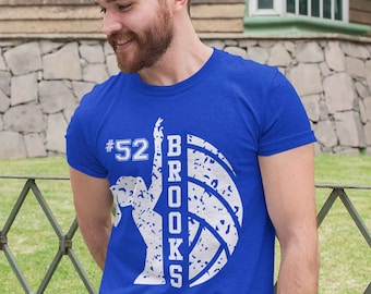Men's Personalized Volleyball Dad T-Shirt: Custom Player Name & Number