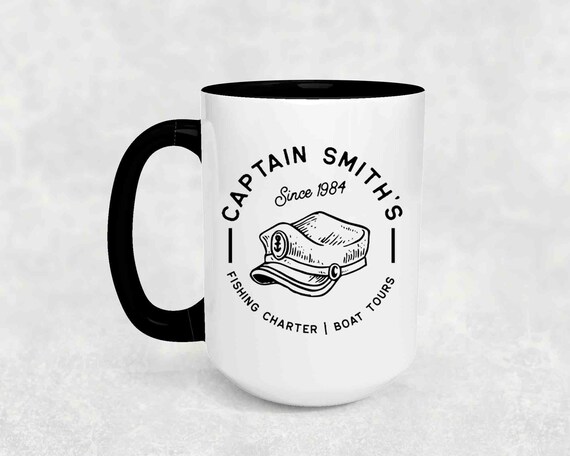 Personalized Captain Coffee Mug Boat Gift Cup Boater Accessories Custom Boating Gift 15 oz. 20 oz. Anchor Nautical Gift Giant Mug