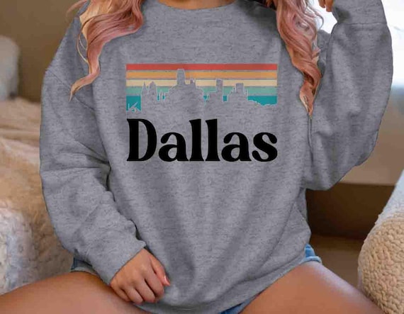 Men's Dallas Sweatshirt TX Shirt Skyline City Texas Pullover Crewneck Gift Travel Tour Gift Tourist Graphic Tee Sky State City Southern