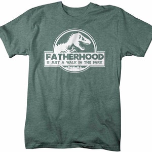 Men's Funny Dad T Shirt Father's Day Gift Fatherhood Walk In The Park Shirt Dinosaur Shirt T Rex Shirt image 5