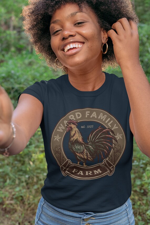 Women's Personalized Farm T Shirt Rooster Shirt Vintage Farmer Shirt Farming Shirt Custom Farm Tees Farmer Gift Idea