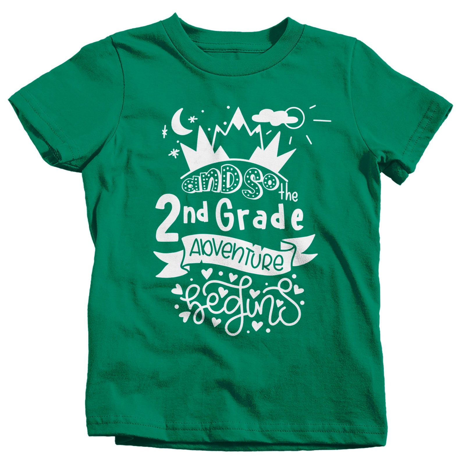 Kids Cute 2nd Grade T Shirt Typography Adventure Begins Shirt - Etsy