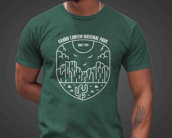 Men's Grand Canyon Shirt National Park Shirt Line Art Minimal Hiker T Shirt Gift Idea Him Travel Tourist Unisex Arizona AZ Tee Grunge 1919