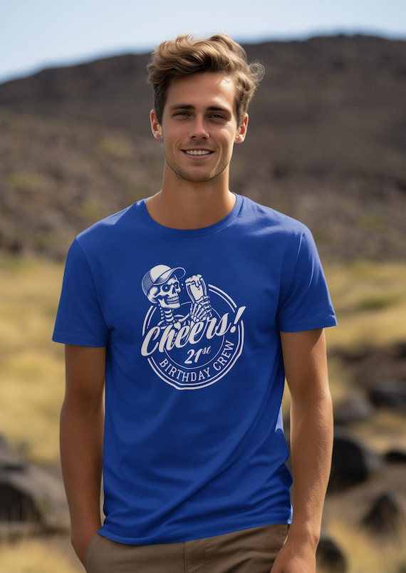 Men's 21st Birthday Crew TShirt 21 Years Skeleton Shirt Cheers & Beers Skull T-Shirt Group Shirts Grunge Matching T Shirts Graphic Tee