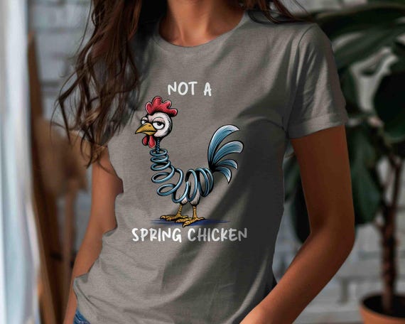 Men's Any Age Funny Birthday Shirt Spring Chicken Pun T Shirt Cartoon Silly Gift Bday Gift Unisex Tee Bday Man Saying Humor Joke For Men