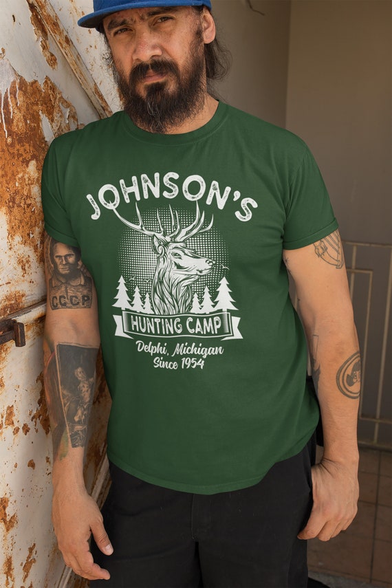 Men's Personalized Hunting T Shirt Deer Hunter Cabin Shirts Custom Camp Shirt Camping T Shirts Man Unisex