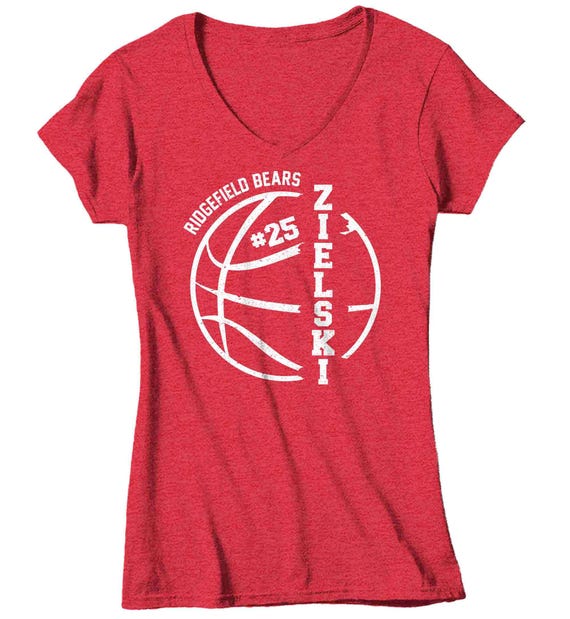 Women's Personalized Basketball T Shirt Custom Frame Dad Shirt Personalized Name Ball Grandpa Team Senior Custom Ladies Gift Idea
