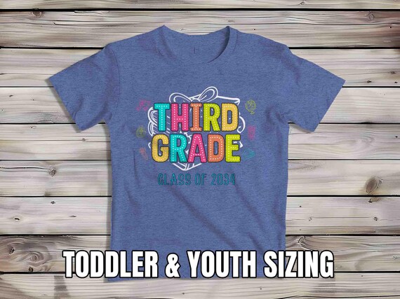 Kids Cute Third Grade Shirt Back To School TShirt Class of 2034 Cute Icons T-Shirt 3rd Grade 3 T Shirt Boho Children's School Gift Girl's
