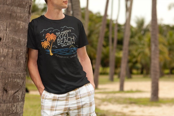 Men's Personalized Beach Vacation Shirt Cruise T Shirt Travel Road Trip Destination Reunion Custom TShirt Gift Unisex Soft Graphic Tee