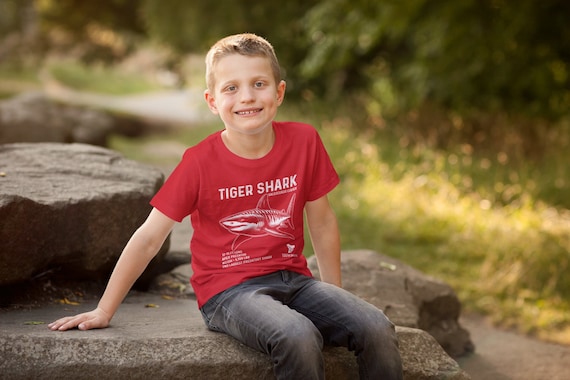 Kids Tiger Shark Shirt Facts T Shirt Ocean Fish Tshirts Sea Marine Biologist Gift Idea Boy's Girl's Youth Unisex Tee