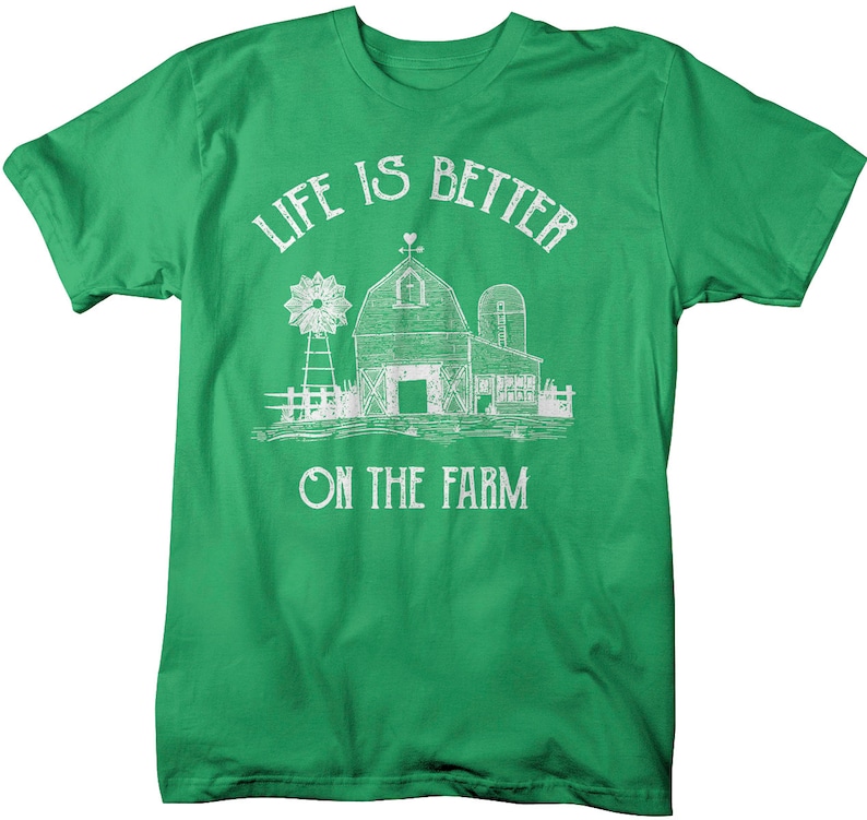 Men's Vintage Farm T-Shirt Life Better On Farming Shirt Barn Tee image 10