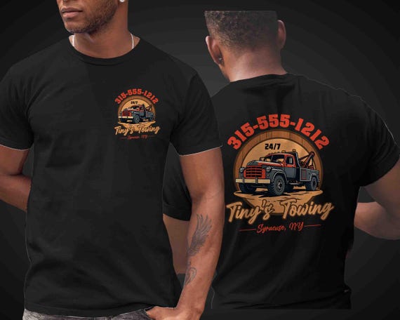 Men's Custom Towing Shirt Personalized Trucking Tow Company Vintage Tee Tow Truck Logo Transportation Shirt T-Shirt Name Business Unisex
